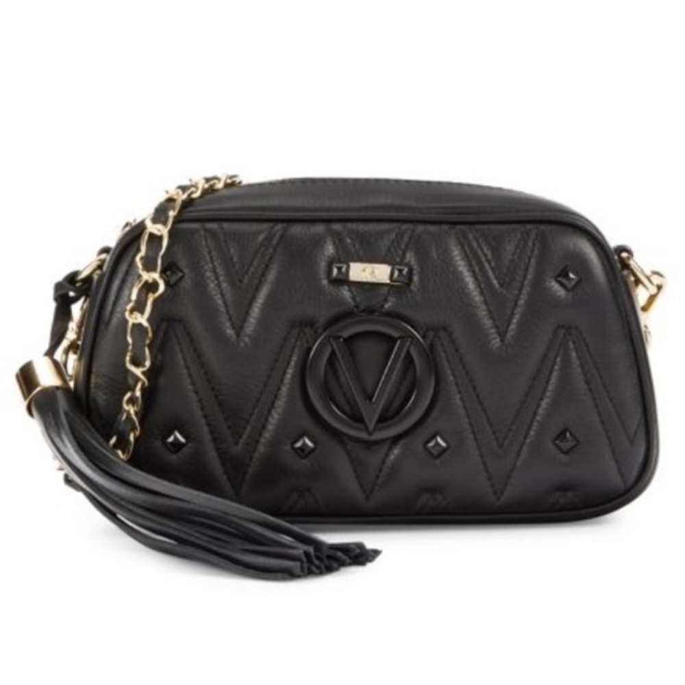 VALENTINO BY MARIO VALENTINO Bella Leather Camera Crossbody Bag black w/ rivets - Picture 1 of 12